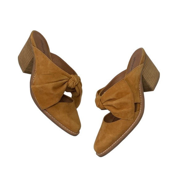 Jeffrey Campbell Cyrus Bow Mules, Mustard Yellow Suede size 8 - Picture 1 of 9